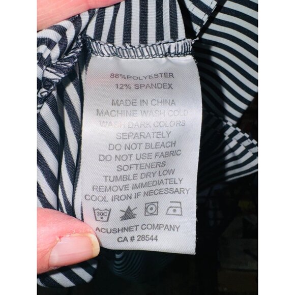 FootJoy ProDry Performance Lisle Stripe Polo Black White Striped Shirt XXL Golf - Picture 6 of 8